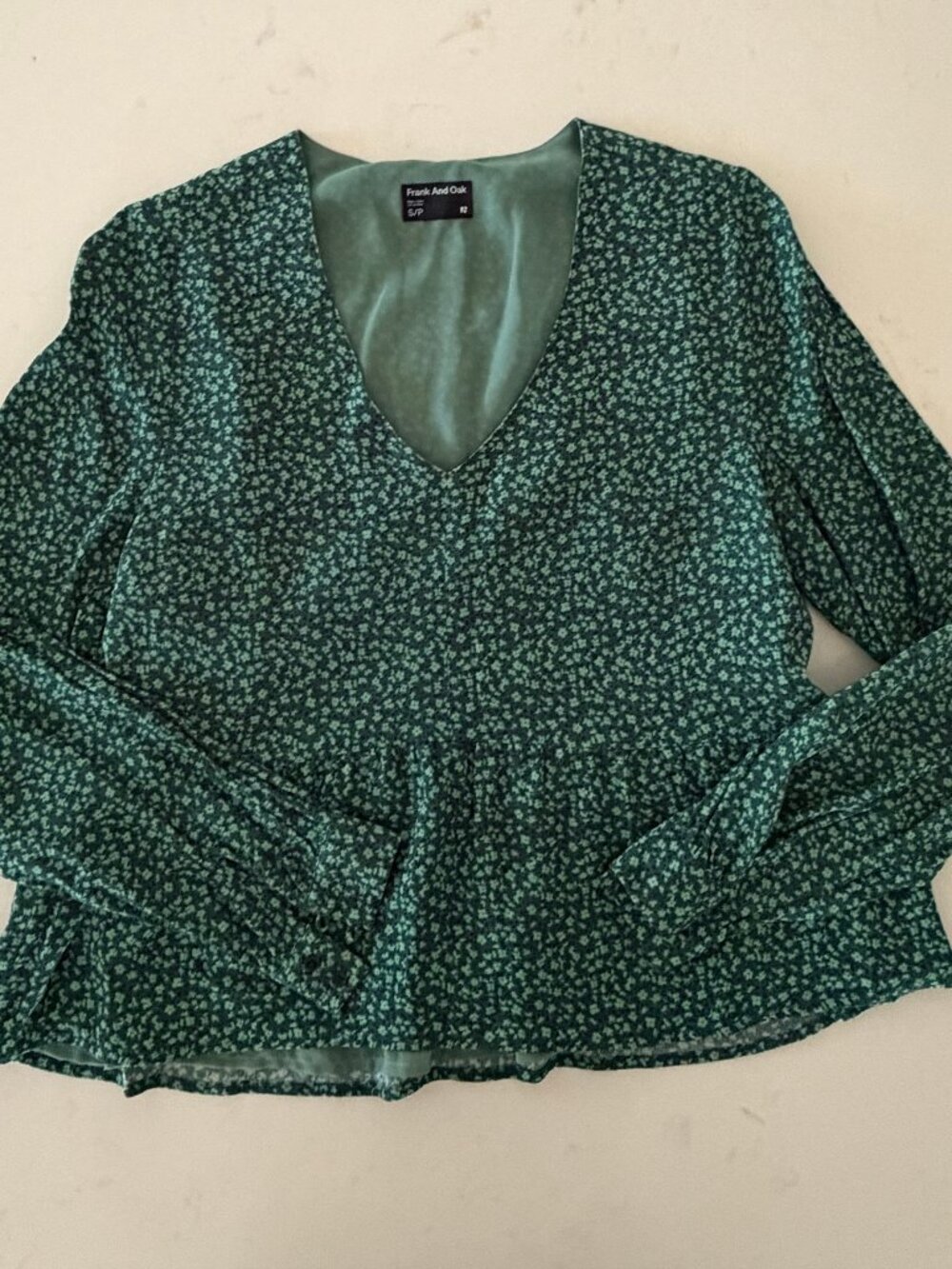 FRANK&OAK Green Peplum Top